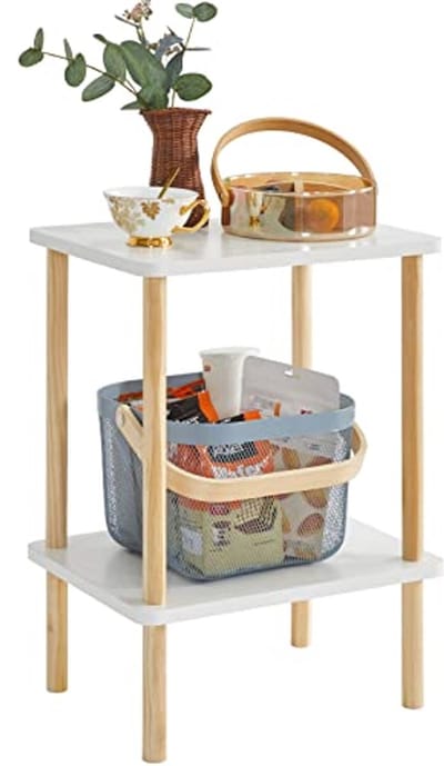 Minimalistische 2-laags bijzettafel met opbergruimte voor kleine ruimtes