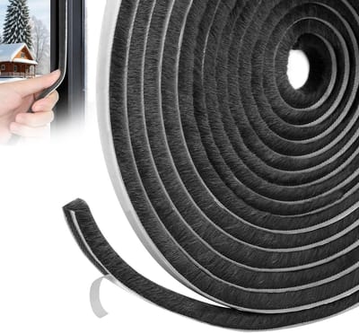 Deurborstel en Raamafdichting - 6 m x 9 mm Afdichting voor Koude, Geluid en Stof Isolatie in Zwart
