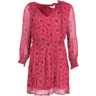 Ba&sh Jurk met doorschijnende mouwen en print in rode viscose