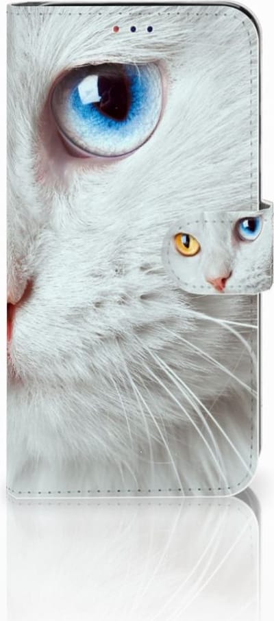 Samsung Galaxy A10 Telefoonhoesje met Pasjes Witte Kat