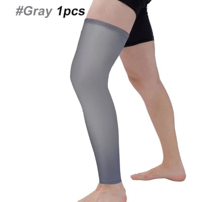 1 Stuks Compressie Beenwarmers Basketbal Voetbal Fietsen Sokken Knie Kuit Spieren Mouwen UV Zon Onderbenen Warmers Mannen Vrouwen L grijze kleur