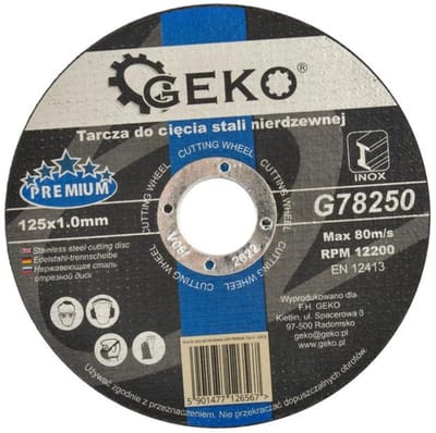 GEKO RVS snijschijf - Corundum - Glasvezelversterkt - 125 mm - 1,0 mm dikte - 10 stuks