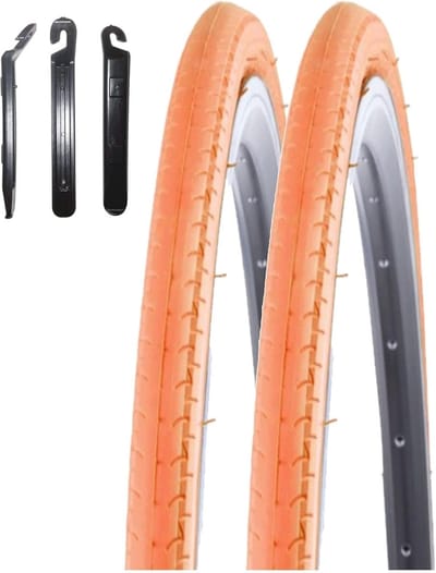 Racefiets banden - Wielset - Fietsen onderhouden - Inclusief bandenlichters - 28 x 26C - Oranje