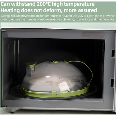 Magnetron Spatdeksel voor Eten   Transparante Magnetron Spatbeschermer Kookdeksel met Handvat   Verstelbare Stoomventilatiegaten Water injection