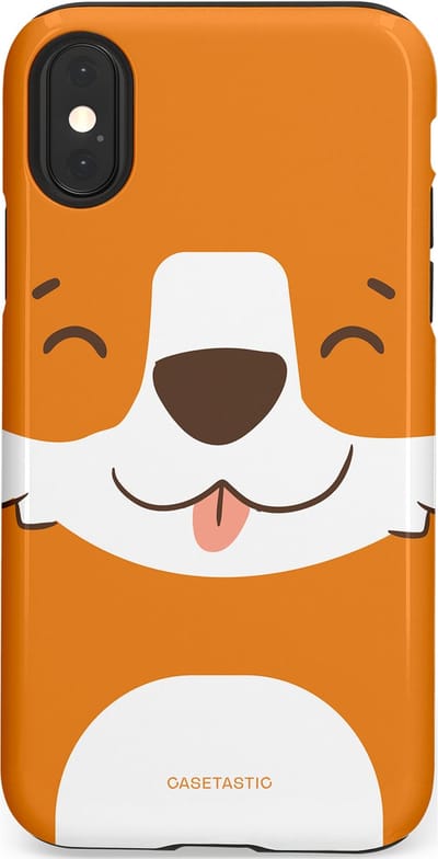 Casetastic hoesje geschikt voor Apple iPhone X / Apple iPhone XS - Dubbellaagse bescherming - Knuffelkopjes vos - Fashion Case - Oranje Wit