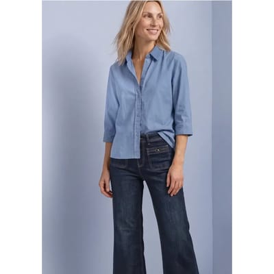 Overhemd met 3/4-mouwen en corduroy-mix