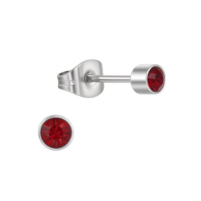 Aramat Jewels | Oorbellen | Granaatrood kristal oorstekers – 4mm zilver RVS | | | |4mm | Staal | Kinderen, Volwassenen | Verkleurd niet