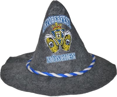 Grijze Munchen zeppelhoed/punthoed voor volwassenen - Oktoberfest/bierfeest Beieren feesthoeden