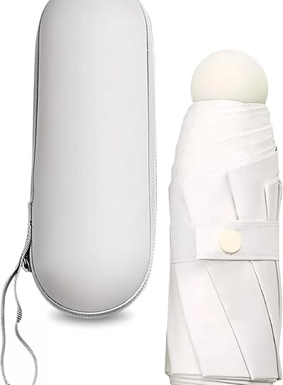 Allecta - Opvouwbare paraplu voor dames en heren - Wit - Windbestendig - Draagbaar - Ultralicht - 90 x 50 cm