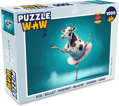 Puzzel Koe - Ballet - Portret - Blauw - Dieren - Kind - Legpuzzel - Puzzel 1000 stukjes volwassenen