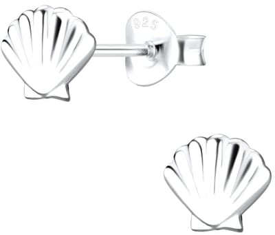 Joy|S - Zilveren schelp oorbellen - 6 x 5 mm massief - kinderoorbellen