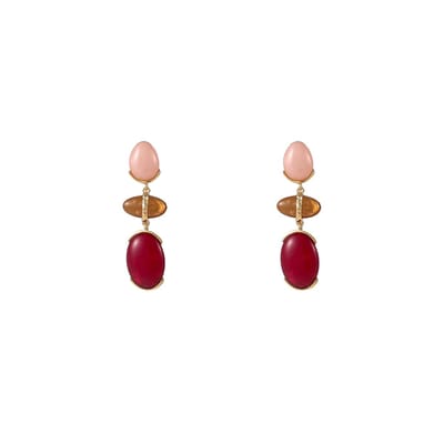 Go Dutch Label Oorknoppen Elegant Stone Drop Bruin