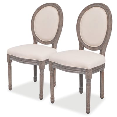 vidaXL - Eetkamerstoelen - 2 - st - stof - crèmekleurig