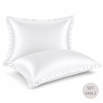 Satijnen kussenslopen 60x70 - Wit - Ademend & Temperatuurregulerend - Voor Haar, Huid & ontspanning - Set van 2