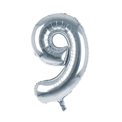 Cijfer Ballon '9'  Zilver (100CM)