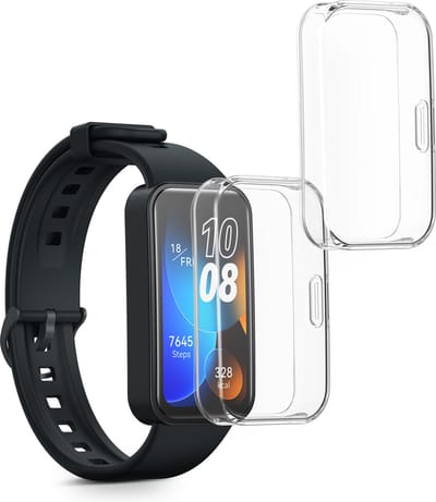 kwmobile 2x smartwatch hoes geschikt voor Huawei Band 10 / 9 / 8 hoesje - Siliconen sporthorloge cover - Activity tracker case in transparant