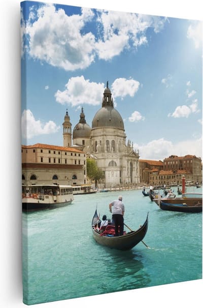 Artaza Canvas Schilderij Gondel Venetië - 40x50 cm - Wanddecoratie Italië - Muurdecoratie Stad - Kamer Accessoires Canal Grande