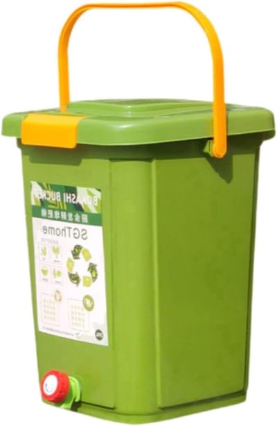 Compostbak - Compostemmer Afvalbak - Keukenafval Verwerken - Waterafscheiding Ontwerp - 20 liter - Grijs