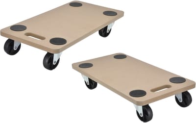 HI Verhuis trolley/hondje - 2x - meubelroller - met handvat - MDF - 200 kg - 56 x 30 cm - Transportplank