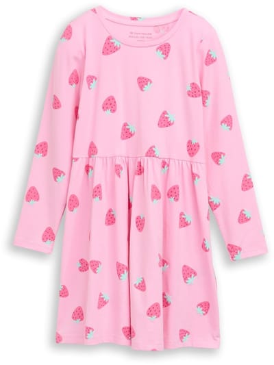 Tom Tailor - Mini-jurk van jersey - Maat 92/98 - big pink strawberry print