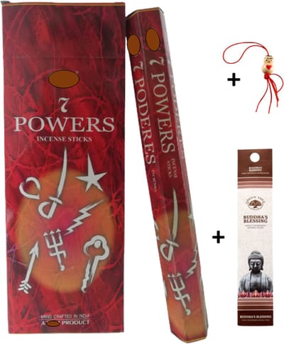 Doos met 120 stokjes - Wierook - Wierookstokjes - Incense sticks - 7 Powers - 7 Krachten + 5 mini wierookstokjes + Gelukspoppetje