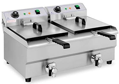 Professionele Dubbele Elektrische Friteuse 2x 13 Liter RVS met Aftapkraan en Temperatuurregeling 50-200°C