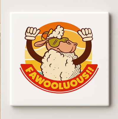 Fawooluous Schaap Tegel 15x15cm – Grappige Cartoon Dier Keramische Wanddecoratie – Leuk Cadeau voor Schapenliefhebbers – Kleurrijke Huisdecoratie