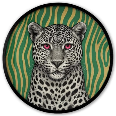 Poster in lijst Rond - Fotolijst 40x40 cm - Posters - Panter - Zebrapatroon - Groen - Ronde posterlijst zwart - Decoratie - Wanddecoratie woonkamer - Muurdecoratie slaapkamer