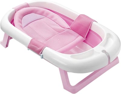 Baby bad Met Net Opvouwbaar - Inklapbaar Babybadje - Anti Slip - Roze