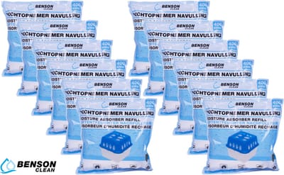 Benson Clean Vochtopnemer Navulling 12 Stuks - Originele Vochtvreter Zakjes - Tegen Schimmelvorming - Voor Kelder Caravan Auto