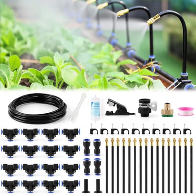 Automatisch irrigatiesysteem tuin – Nevel irrigatie kit met slang & sproeiers – Voor planten, kas & terras – Waterbesparend en eenvoudig te installeren