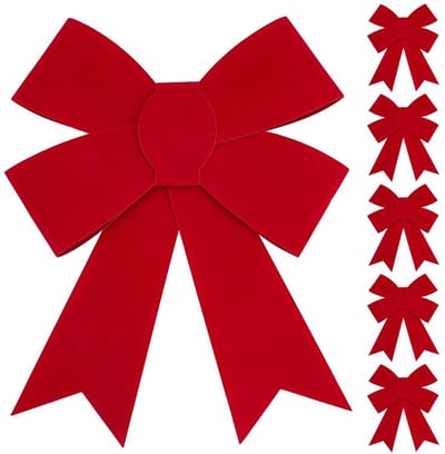 Dailygoods- Kerststrikken 6 Stuks - Grote Rode Decoraties 20 x 28 cm - PVC Ornamenten - Hangende Versieringen - Voor Binnen/Buiten Gebruik - Brede Toepassingen - Kerstdecoratie