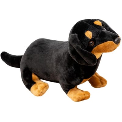 Simulatie Teckel Hond Pluche Speelgoed Gevuld Korte Benen Puppy Dier Staand Pluche Knuffel Kalmerend Verjaardagscadeau 26cm black