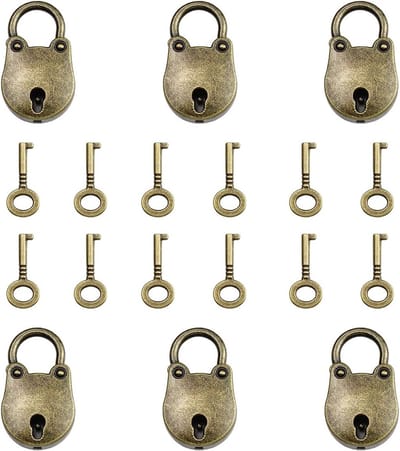 Mini Hangslot Set van 6 Stuks met Sleutels - Antiek Slot voor Koffers, Luggage en Sieraden Boxen - Ideaal voor Houten Dozen en Deuren
