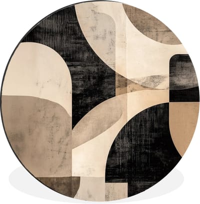 WallCircle - Wandcirkel - Muurcirkel - Abstract - Vormen - Modern - Beige - Aluminium - Dibond - 30x30 cm - Binnen en Buiten
