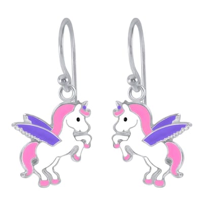 WeLoveSilver - Zilveren oorhangers - Eenhoorn - Paarse vleugels