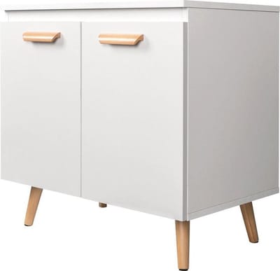 Moderne Wastafel Onderkast – Met Uitsparing – Vrijstaand – Badkamer Kastje - RVS – Luxe Design – Extra Opbergruimte – Wit