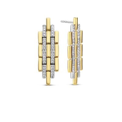 TI SENTO Dames Oorbellen - 925 zilver - Zirkonia met geel verguld - 7891ZY