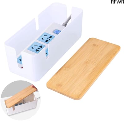 RFWR® Kabelmanagementbox voor het opbergen en verbergen van kabels met bamboedeksel