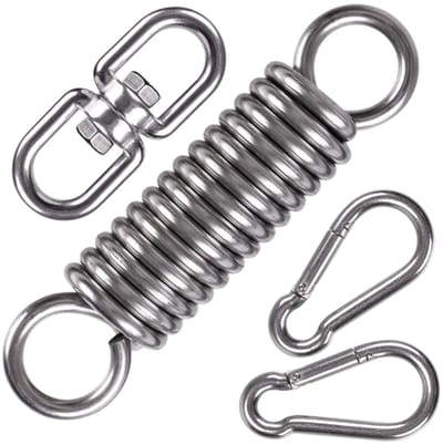 Schokabsorberende spanveer voor hangstoel - schokabsorberende spanveer - zandzakverlengveer - accessoires voor hangstoel - geschikt voor hangstoelen - schommels - zandzakken - zilver - 15 cm