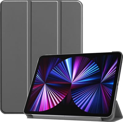 Hoesje - Geschikt voor Apple iPad Pro (2021) - 11 inch - 3e generatie - Dun & Stevig - Hardcover Book Case - Trifold Bookcase Hoes - Hard Cover - Tablethoes - Grijs