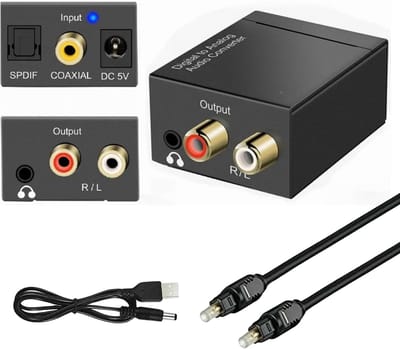 Delmark Digitaal naar Analoog Audio Converter - Toslink naar RCA of AUX hoofdtelefoon 3.5mm jack - Coax naar RCA