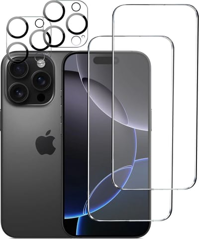 Tempered glass Screenprotectors en Camera lens Geschikt voor iPhone 16 Pro Max - Beschermglas - Glasplaatje - 2+2 stuks