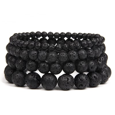 Bixorp Gems Lavasteen Edelstenen Armbanden set 4mm + 6mm + 8mm + 10mm - Edelsteen Armbanden Bundel