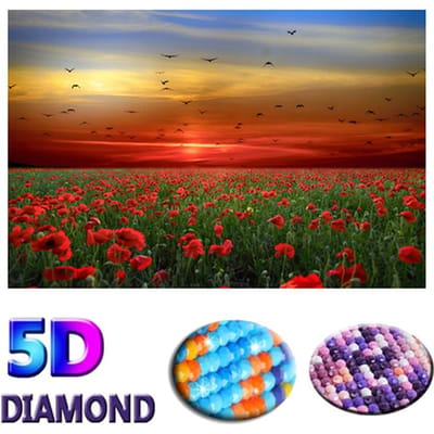 DIY Diamant Borduurwerk Bloemen Zee Landschap Kruissteek 5D Diamant Schilderen 20X30CM red