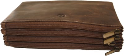 OI Hunter bruine geldetui met 7 vakken waarvan 4 met rits / Kluistas met rits vakken / Make -up tas / 584H