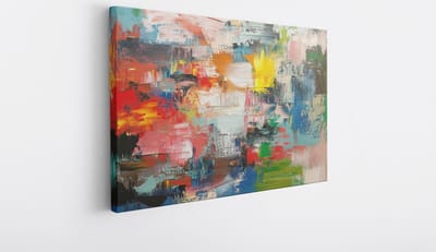 Saammp Canvas Schilderij - Kleurrijk patroon - Abstract - 30x20 - Foto op canvas - Wanddecoratie - Muurdecoratie Woonkamer - Slaapkamer decoratie - Canvas Print