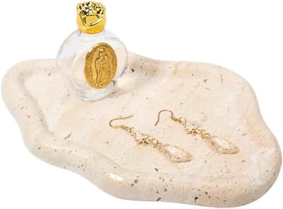Cloud Shape Sieraden Tray van Travertin 19.2 x 13.2 cm - Beige Makeup Organizer voor Thuisdecoratie, Salontafel en Ladekast