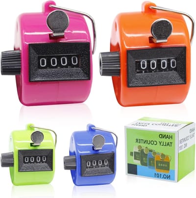 Hand Teller - Klikker Teller - Activiteiten Tellen - Batterijvrij Mechanisch - 4 Cijfers - Meerdere Kleuren