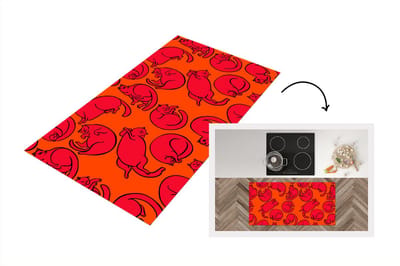 Keukenloper - Loper keuken - Patronen - Kat - Oranje - 120x60 cm - Keukenloper vinyl